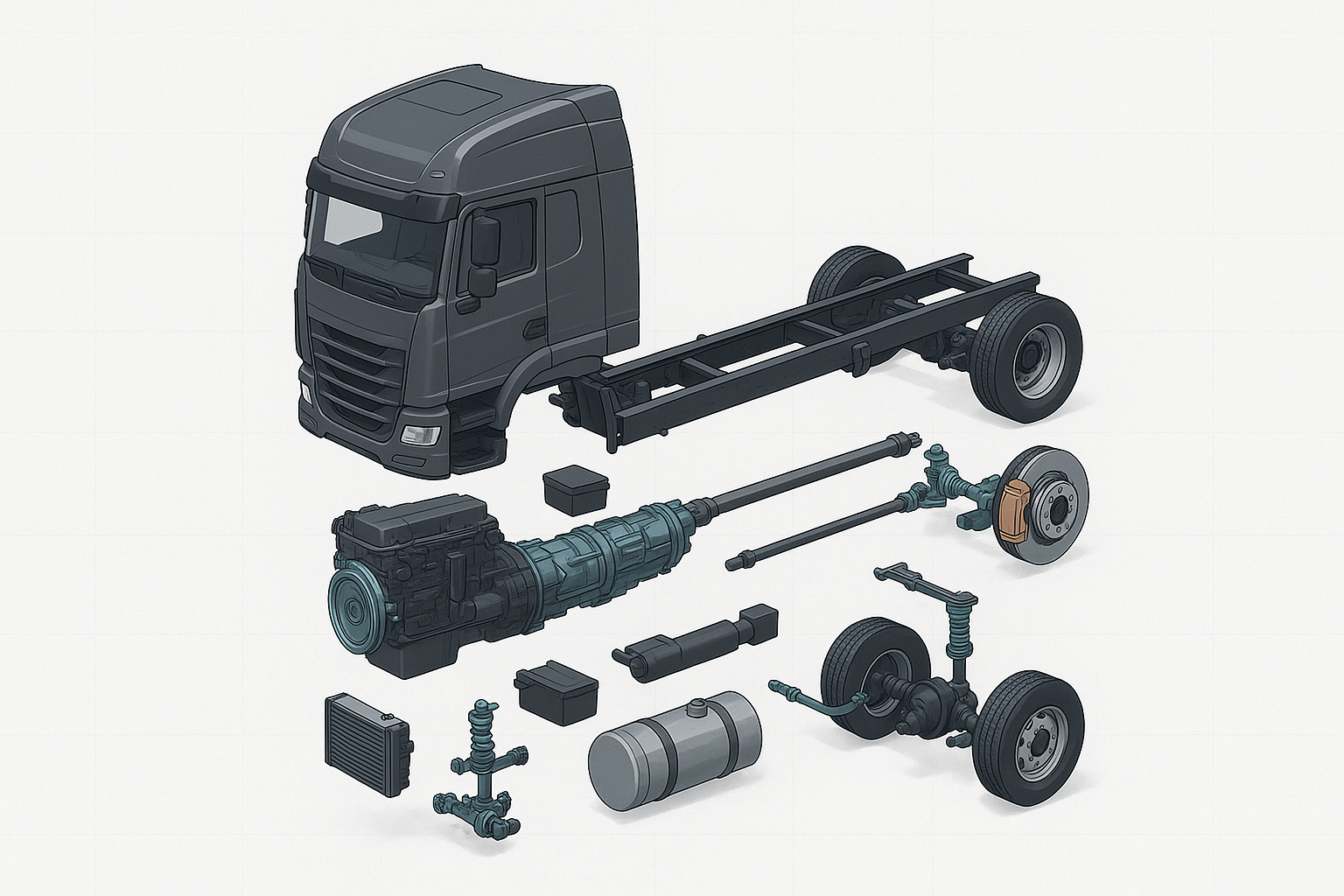 Camion – vue éclatée (illustration)